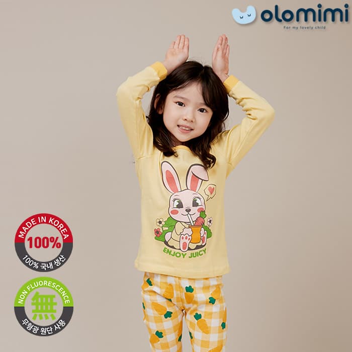 _OLOMIMI_ KOREA 21FW Kids Pajamas_sleepwear_30S rib cotton Long Sleeves_Carrot Bunny